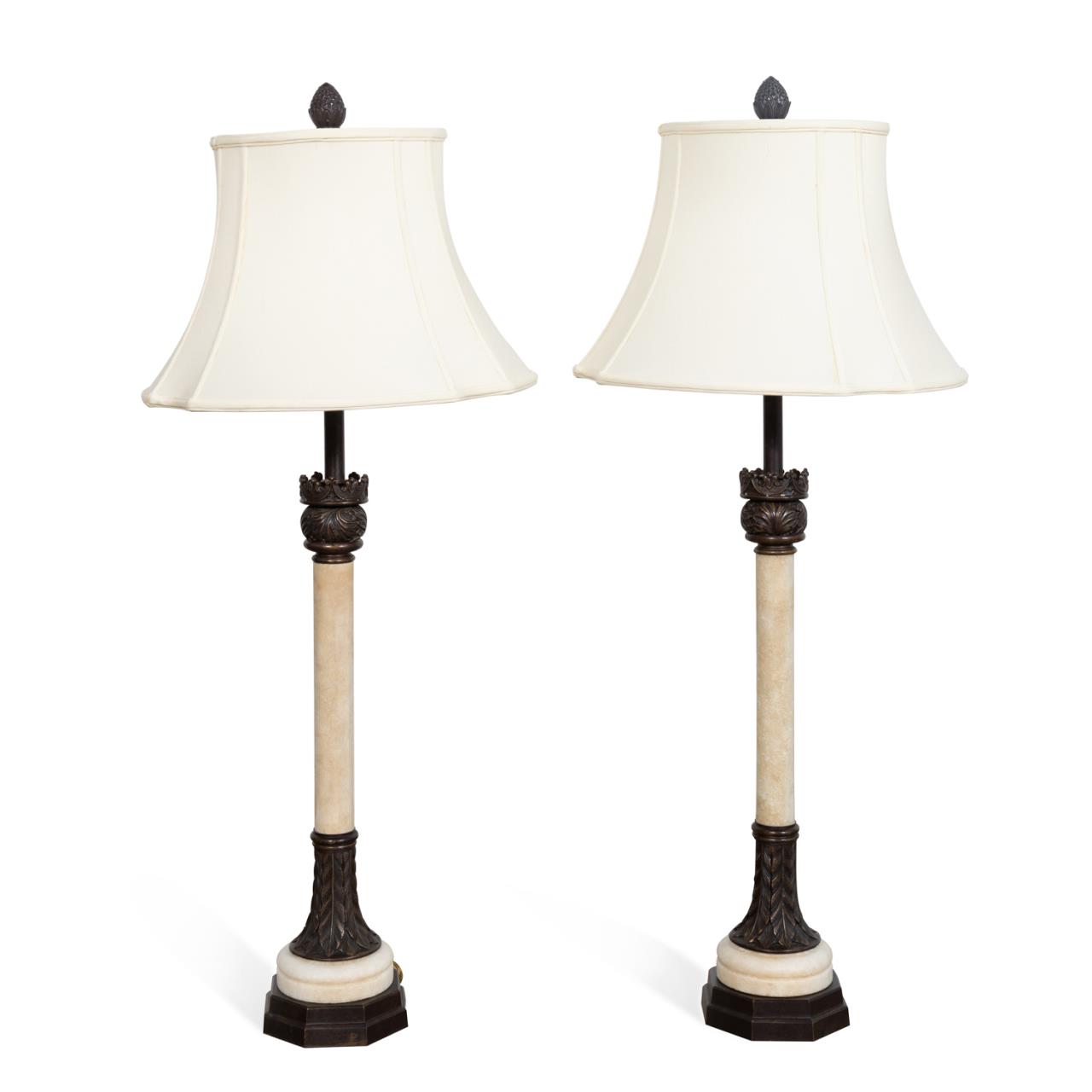 Appraisal: PAIR THEODORE ALEXANDER MARBLE BUFFET LAMPS Pair of Theodore Alexander