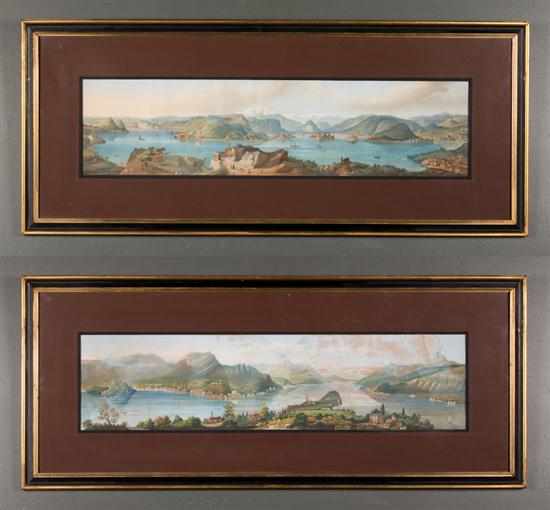 Appraisal: Pair of Italian th century gouaches over th century engravings