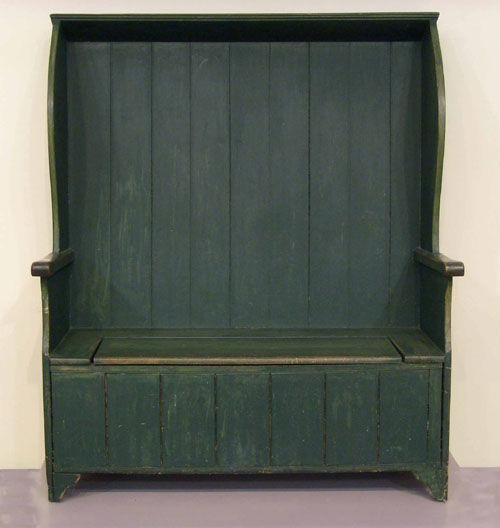 Appraisal: Green painted settle th c h w Provenance Titus Geesey