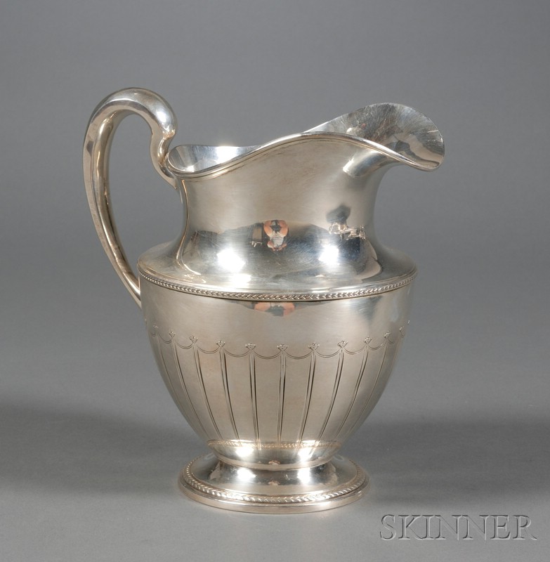 Appraisal: Sterling Acid Etched Water Pitcher early th century likely LaPierre