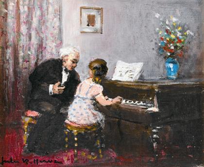 Appraisal: JULES RENE HERVE french - THE PIANO LESSON Signed 'Jules