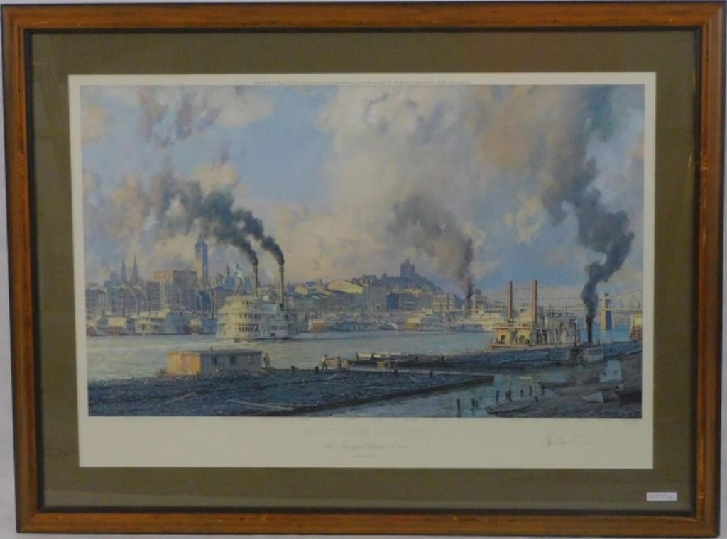 Appraisal: JOHN STOBART B MA FL FRAMED AND GLAZEDcolored lithograph depicting