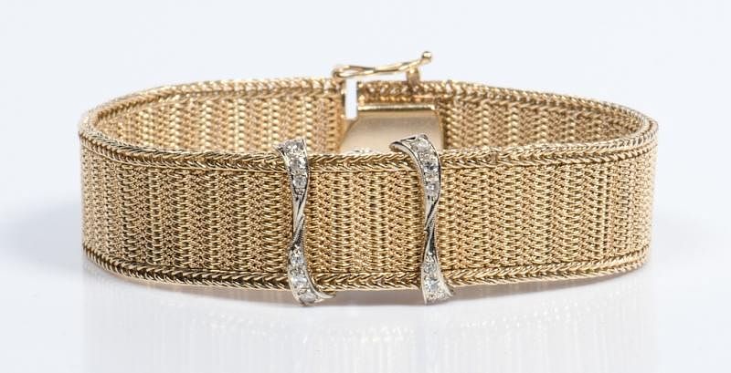 Appraisal: K and Diamond Bracelet Watch Ladies K yellow gold and