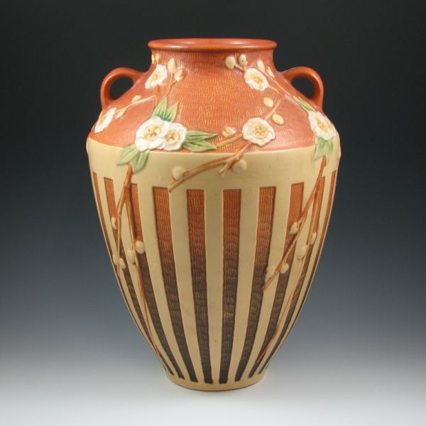 Appraisal: Roseville Cherry Blossom - vase in brown Marked in red