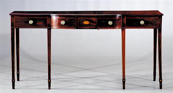 Appraisal: George III inlaid mahogany serving table circa rectangular top with