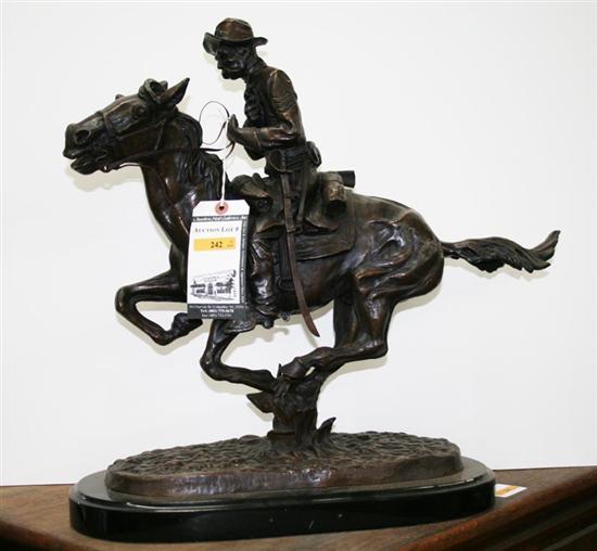 Appraisal: Frederick Remington after CAVALRY MAN bronze on marble base signed