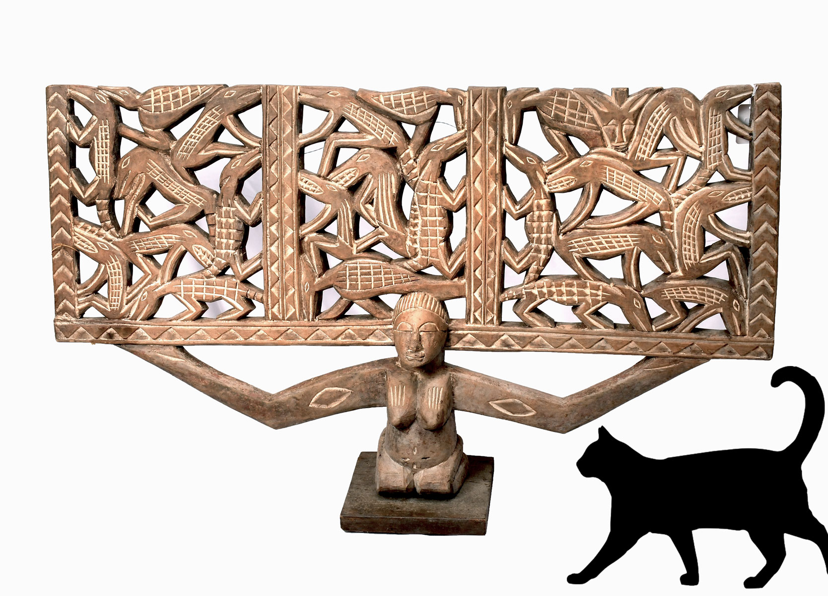 Appraisal: CARVED AFRICAN LOW SCREEN Amazingly carved from a single piece