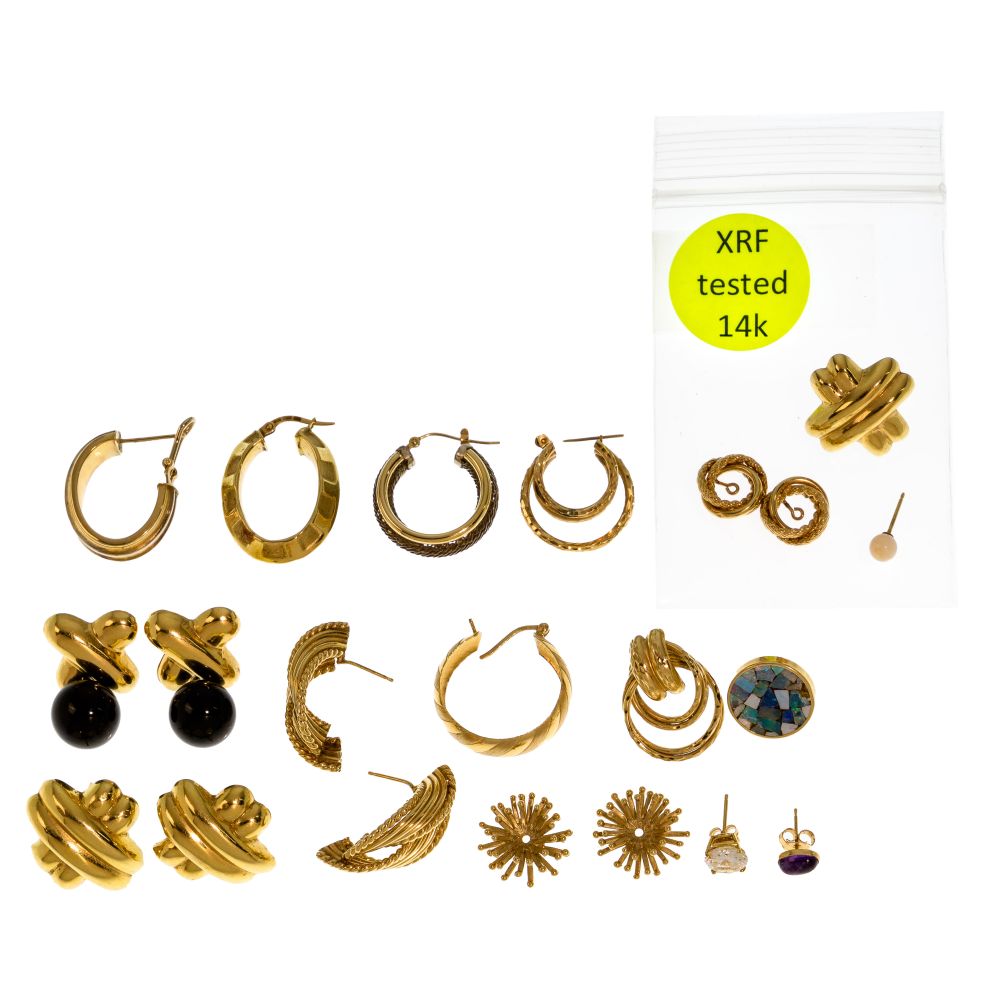 Appraisal: K YELLOW GOLD EARRING ASSORTMENT items including pairs and singles