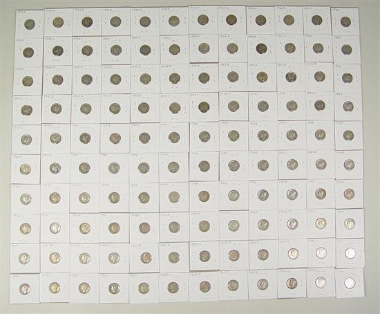 Appraisal: Six-Pack Coins Per Pack of Mercury Dimes Dates mostly from