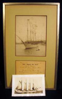 Appraisal: Pcs Augusta W Snow ANTIQUE ORIGINAL PHOTOGRAPHS INVITATION c Schooner