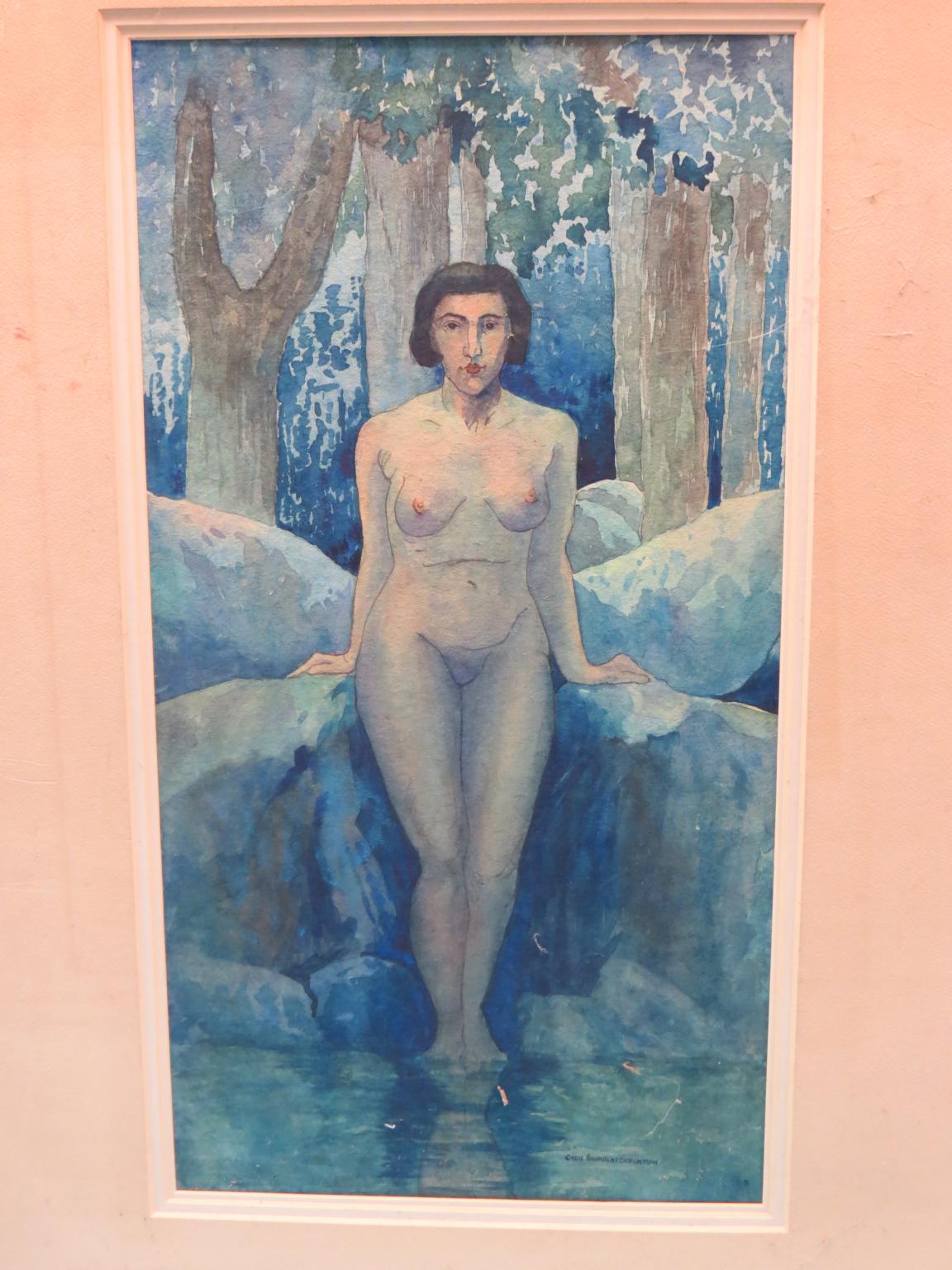 Appraisal: Cyril Saunders Spackman - watercolour portrait of a full-length nude