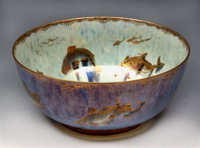 Appraisal: A WEDGWOOD LUSTRE BOWL decorated with fish swimming on blue