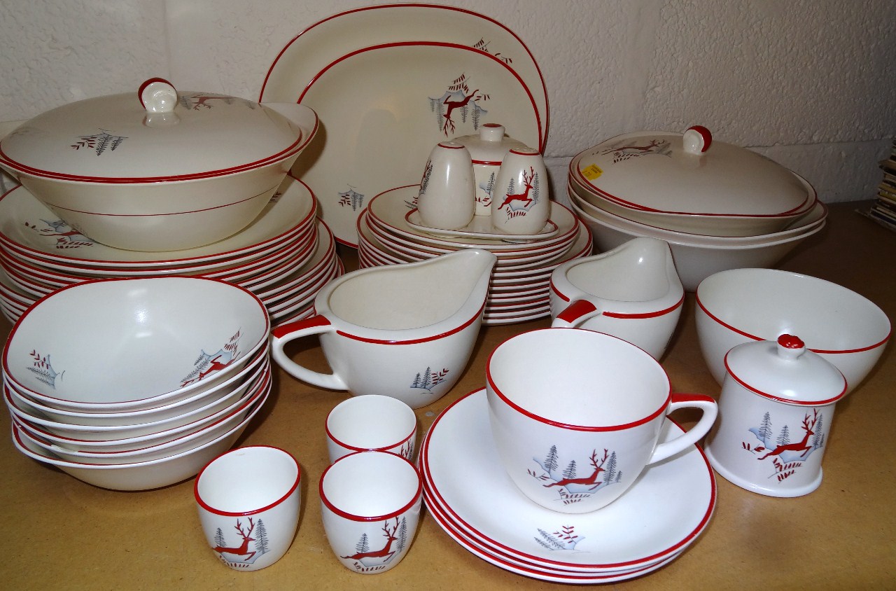 Appraisal: Various Crown Devon Fieldings Stockholm Deer pattern dinnerware comprising two