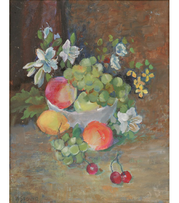 Appraisal: Wallace Stover American - Still Life with Fruit and Flowers