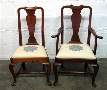 Appraisal: Set of six Queen Anne style mahogany dining chairsComprising armchairs