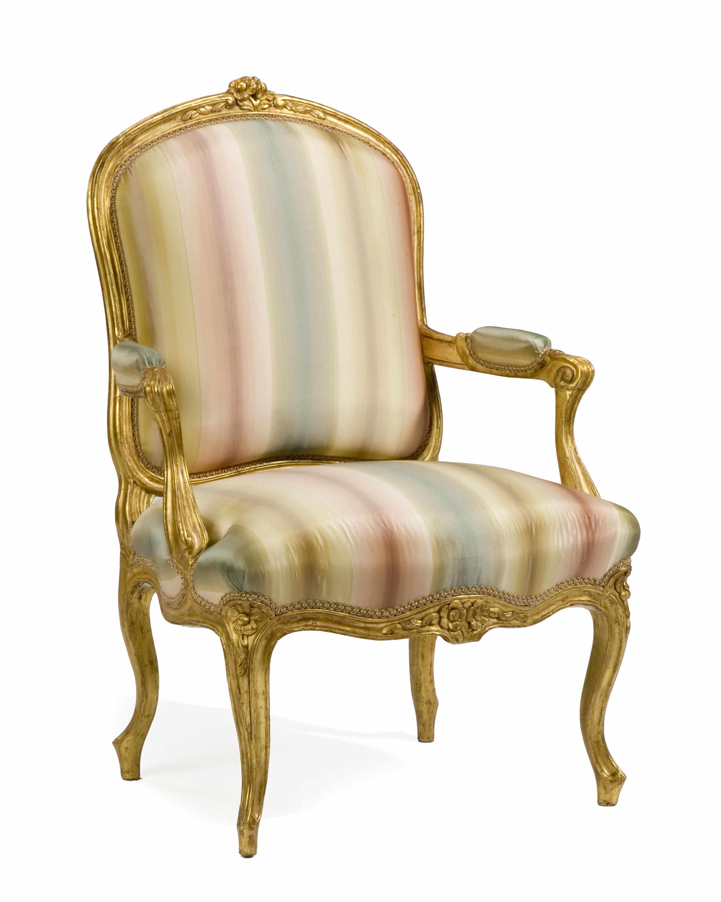 Appraisal: A Louis XV style carved giltwood fauteuil late th century