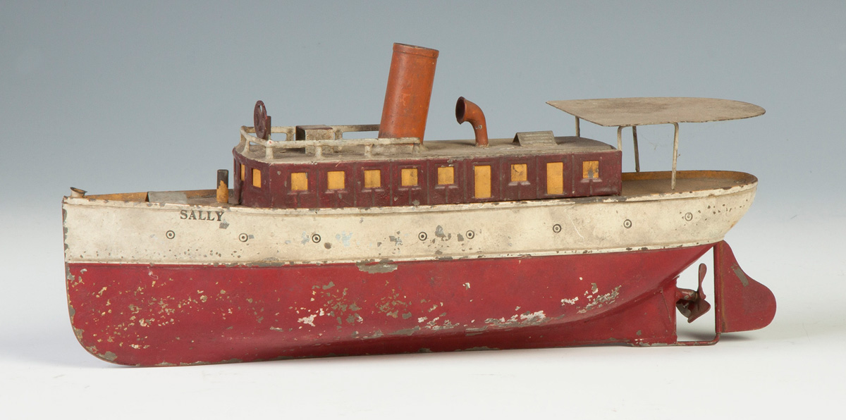 Appraisal: Ives Yacht No Sally Hand painted tin clockwork boat