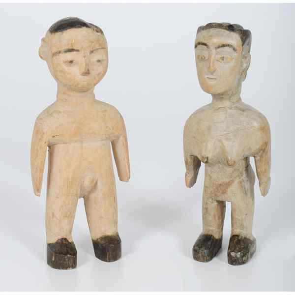 Appraisal: African Wooden Male and Female Figures pair height in and