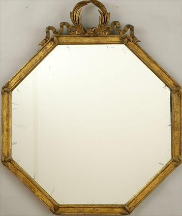 Appraisal: Neoclassical-Style Giltwood Octagonal Wall Mirror x in