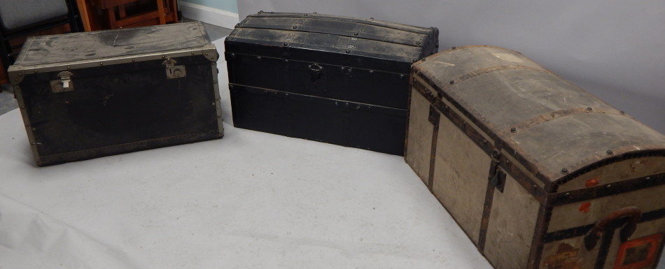 Appraisal: Three canvas and metal trunks to include two dome top