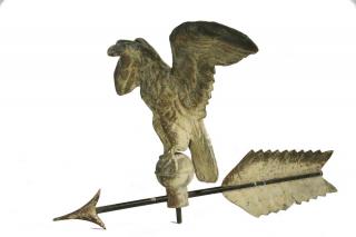 Appraisal: EAGLE WEATHERVANE Gilt Copper American Eagle Weathervane atop sphere and