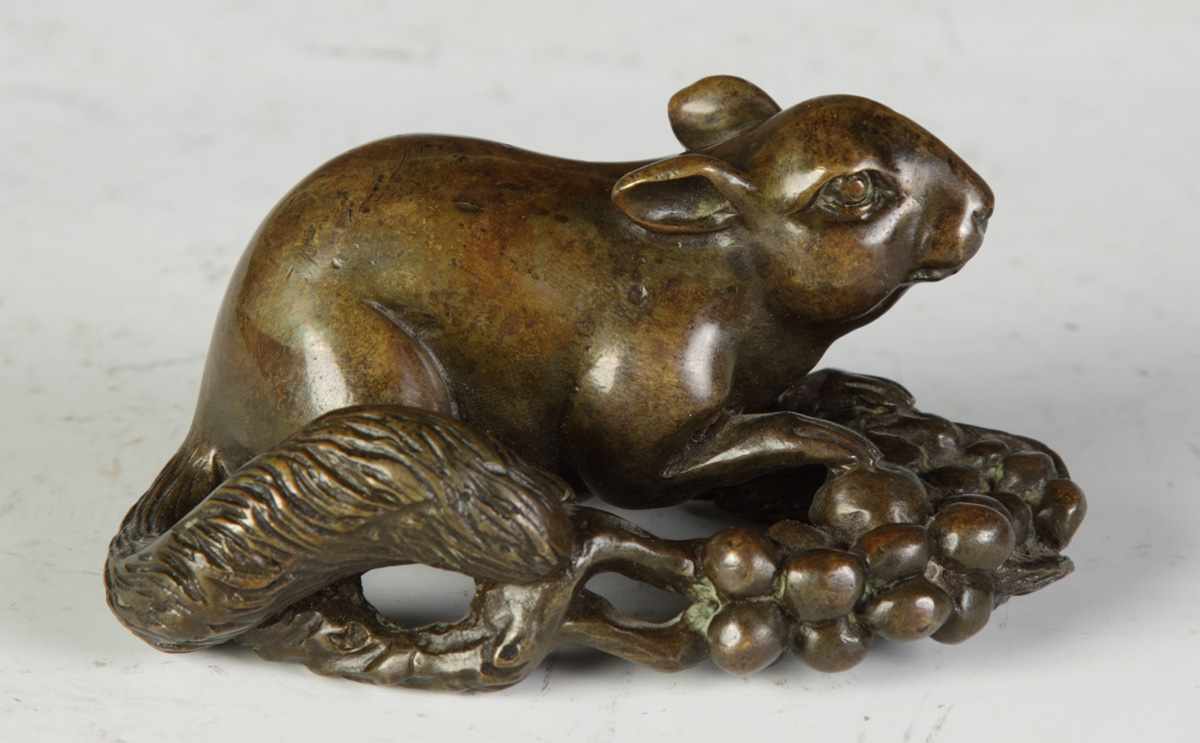 Appraisal: Oriental Bronze Squirrel Condition Original patina Dimensions Ht '' W