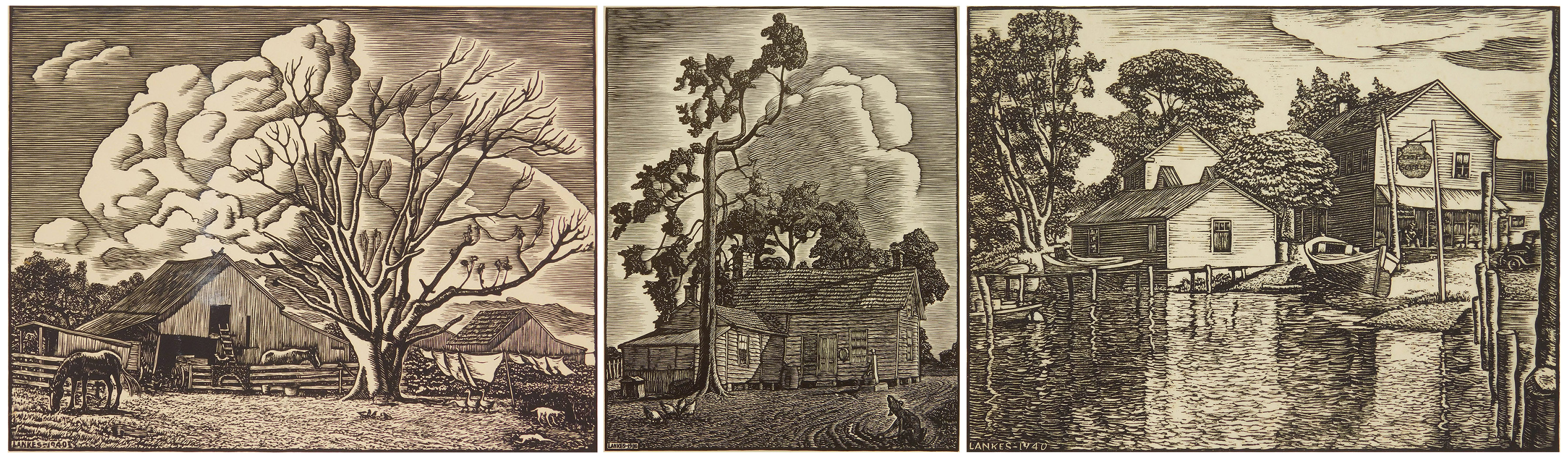 Appraisal: Julius J Lankes - ''Farmyard'' Lankes - woodcut signed titled