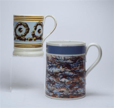 Appraisal: An early th century dipped ware pottery mug of cylindrical