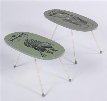 Appraisal: ARNOLD DESIGNS LTD 'BOY' AND 'GIRL' OCCASIONAL TABLES painted wood