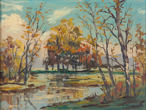 Appraisal: Caesare A Ricciardi Hungarian-American - Autumn Landscape Oil on board