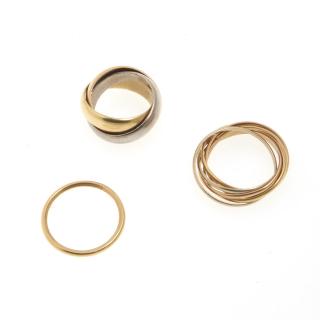 Appraisal: Group of k gold rings incl Cartier Tiffany Group of