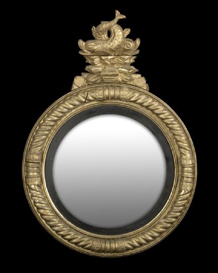 Appraisal: Regency Giltwood Convex Looking Glass first quarter th century the