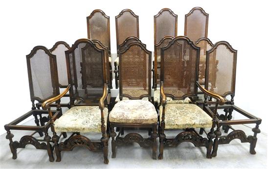 Appraisal: Fourteen Baroque style dining chairs oak two arm and six