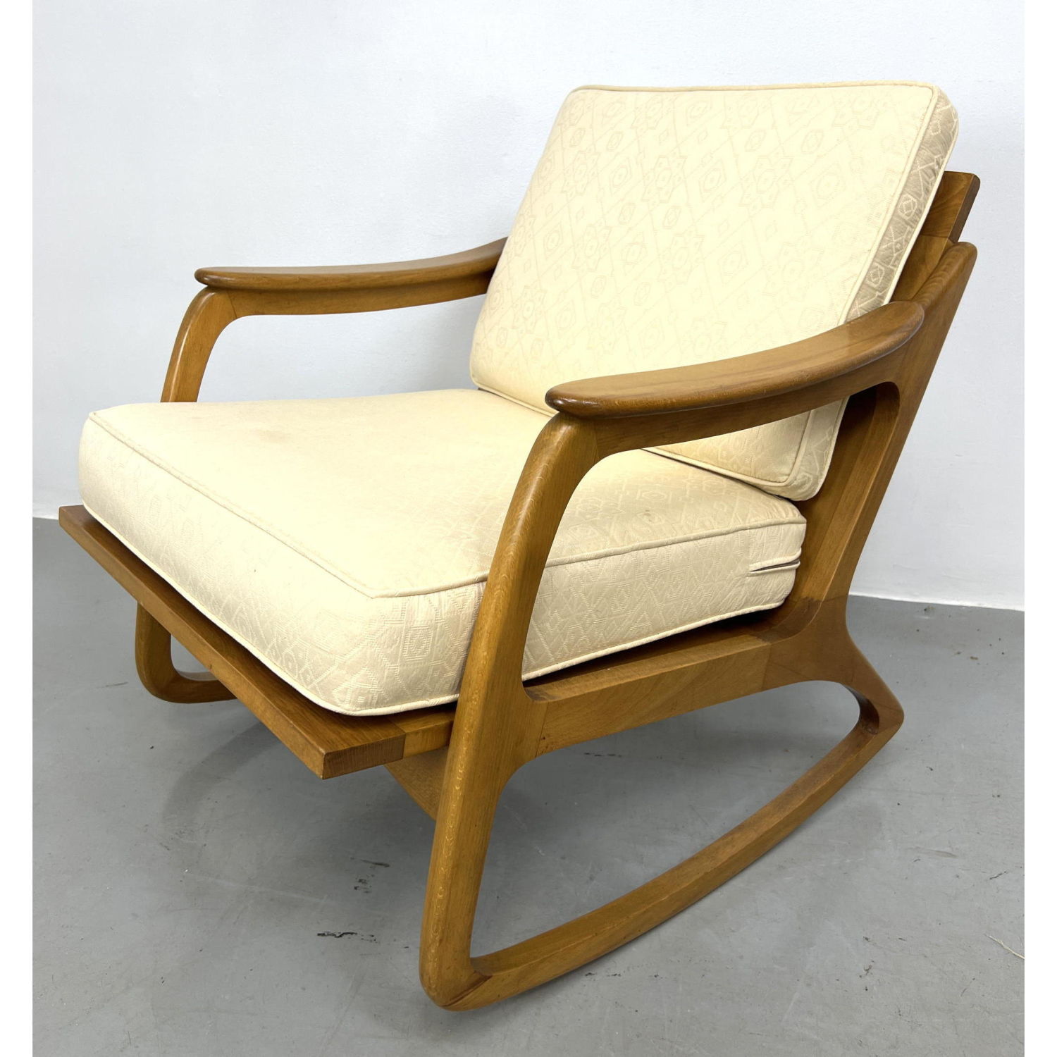 Appraisal: Mid Century Modern Rocking Chair Rocker Woven back Dimensions H