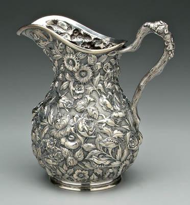 Appraisal: Schultz Repouss sterling pitcher pear shape with scroll twig handle