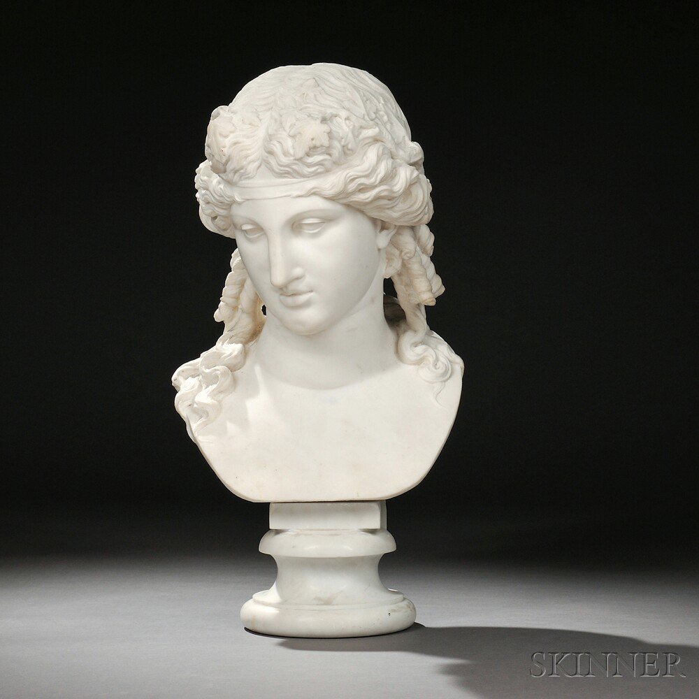 Appraisal: Continental School th Century Carrara Marble Bust of a Greek