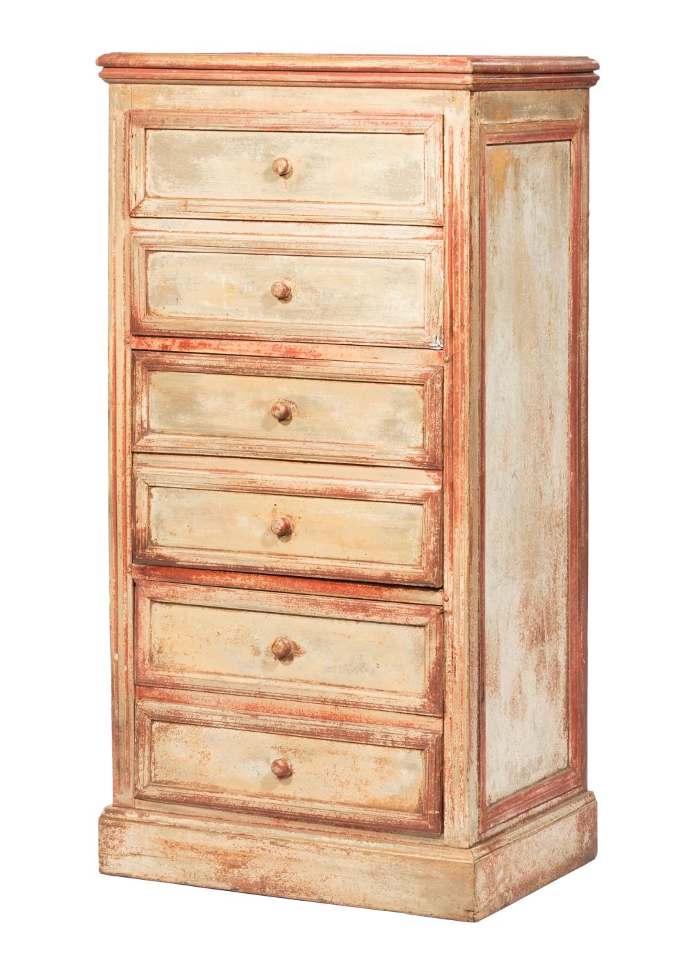 Appraisal: Country French Chest inset molded top three drawers presented as