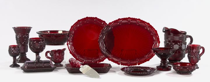 Appraisal: Unusual Eighty-One-Piece Avon Ruby Glass Partial Dinner Service for Sixteen