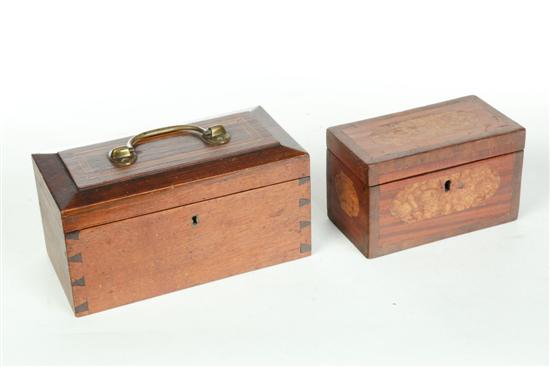 Appraisal: TWO LOCK BOXES American th century Walnut with dovetailed case