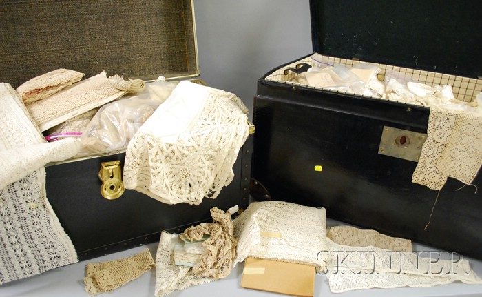 Appraisal: Two Trunks of Antique Lace Crochet and Trim