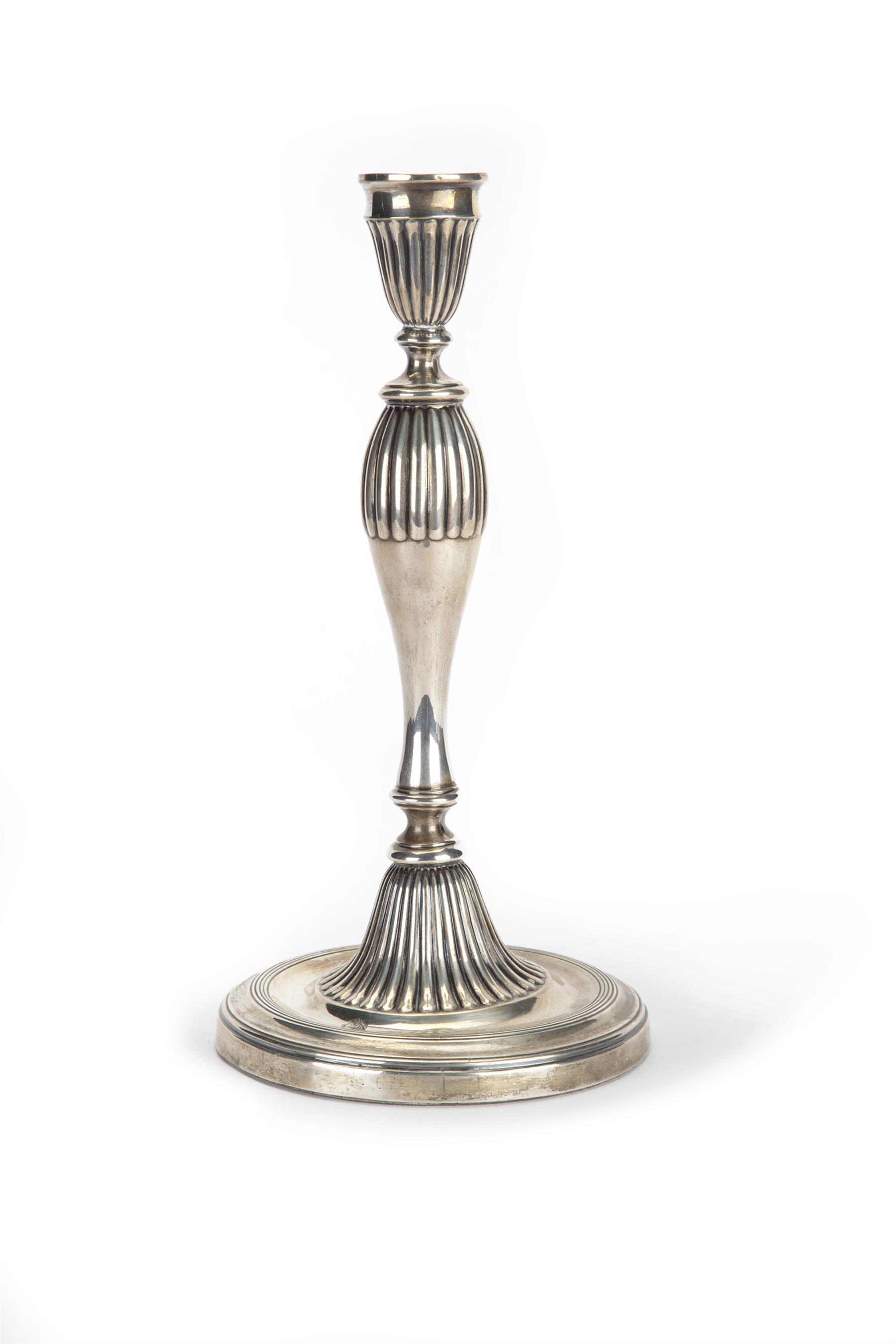 Appraisal: SHEFFIELD SILVER CANDLESTICK England hallmarked for Robert Sutcliffe Armorial lion