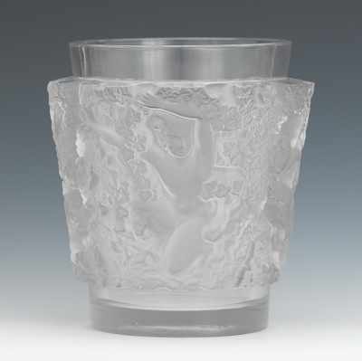 Appraisal: Signed Lalique Satyr Vase Clear molded glass with frosted high