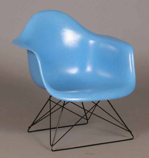 Appraisal: Vintage Charles Eames bright blue fiberglass shell arm chair for