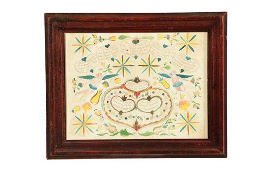 Appraisal: FRAKTUR School of Nine Hearts Artist most likely from Martham