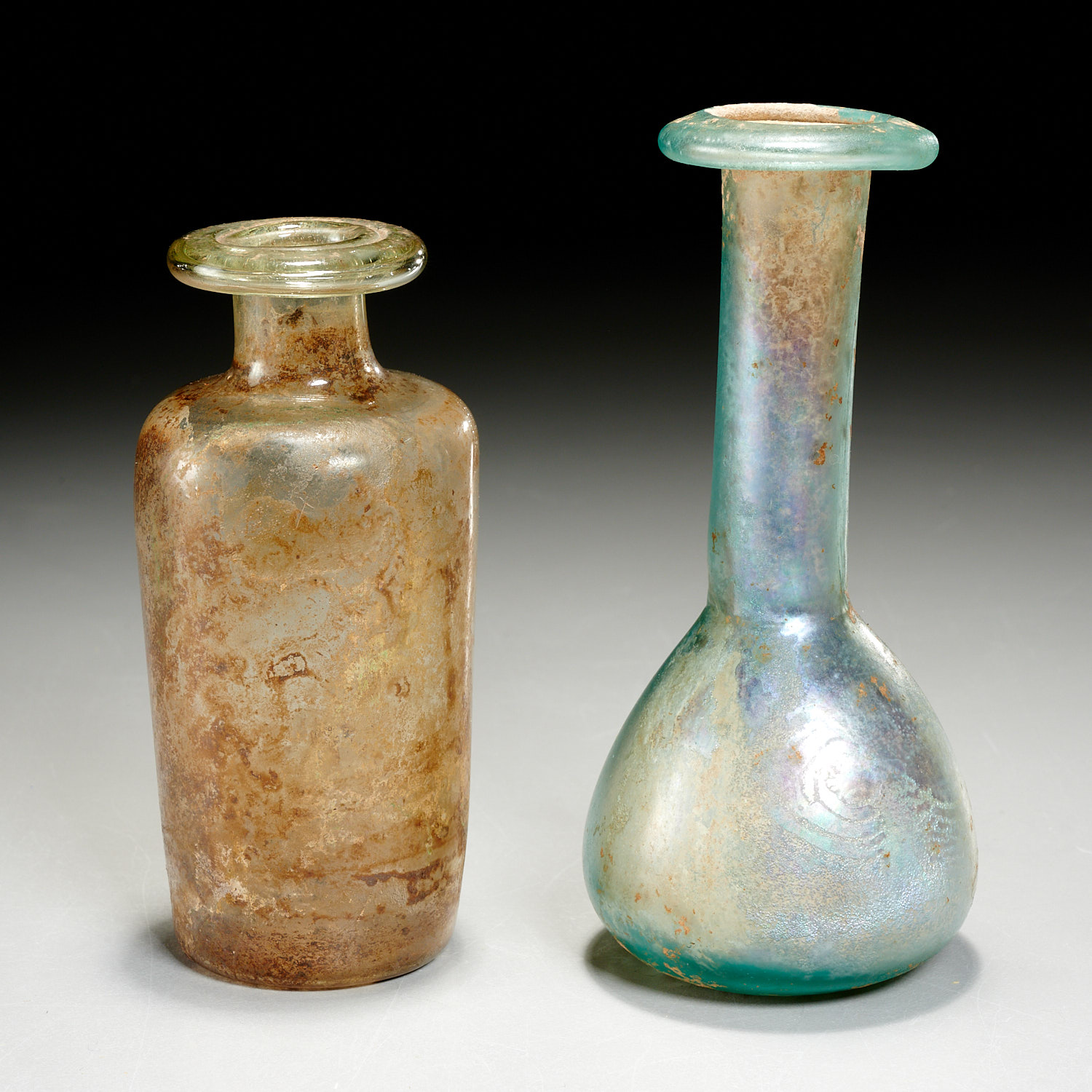 Appraisal: ROMAN GLASS UNGUENTARIUM BOTTLES EX-MUSEUM Likely st- nd c CE