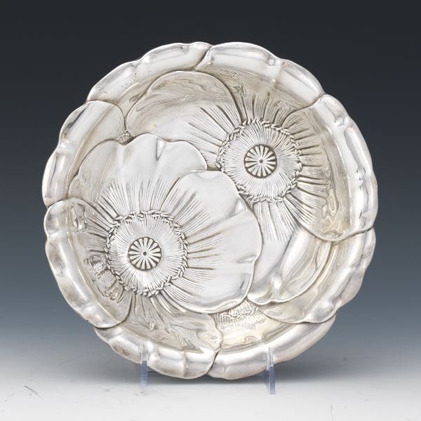 Appraisal: WALLACE ART NOUVEAU STERLING SILVER POPPIES BOWL x Sterling silver