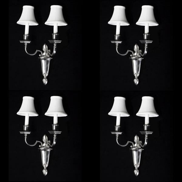 Appraisal: Set of four E F Caldwell silver plated sconces ca