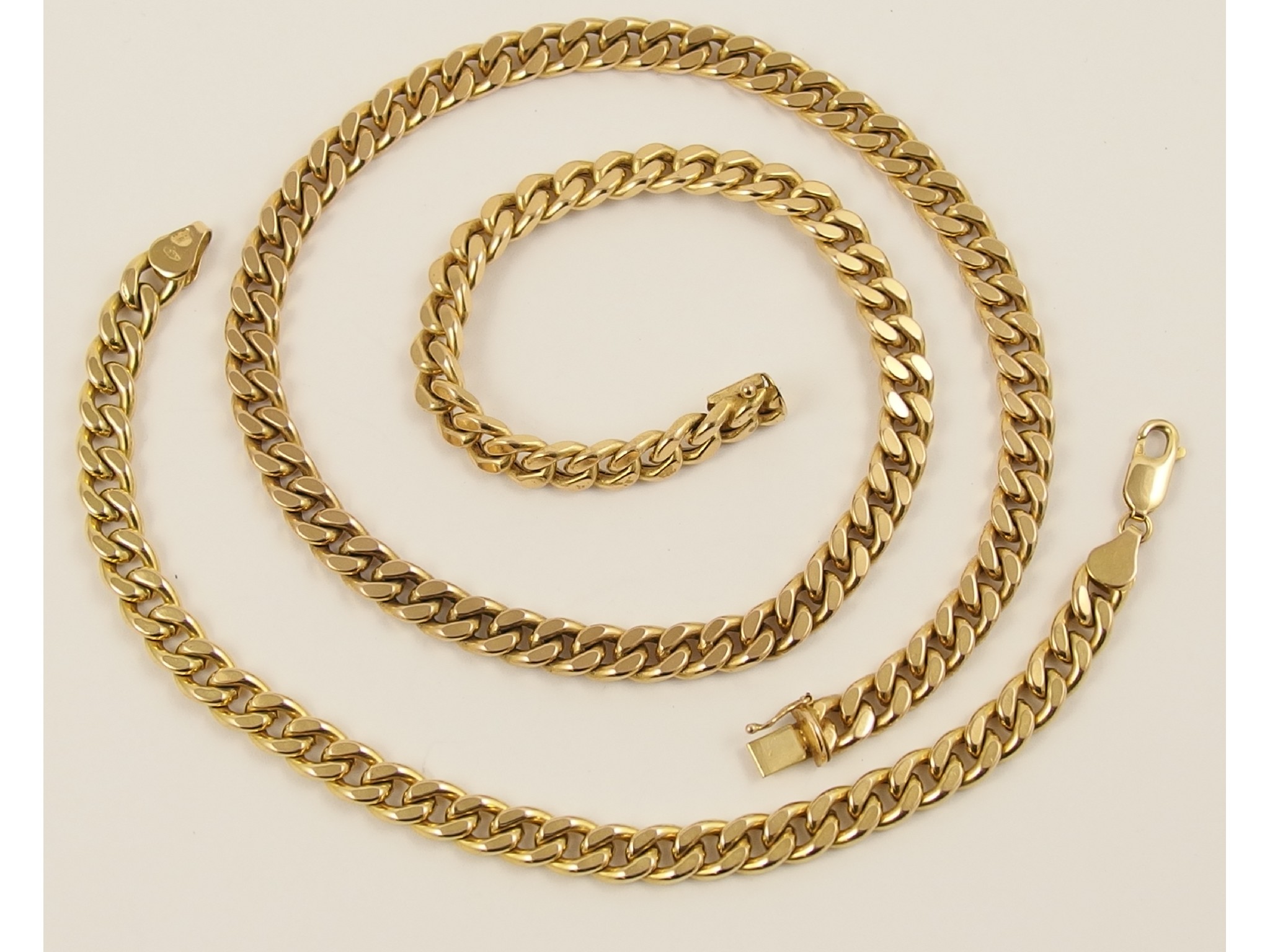 Appraisal: A ct curb link necklace and bracelet set weight approx