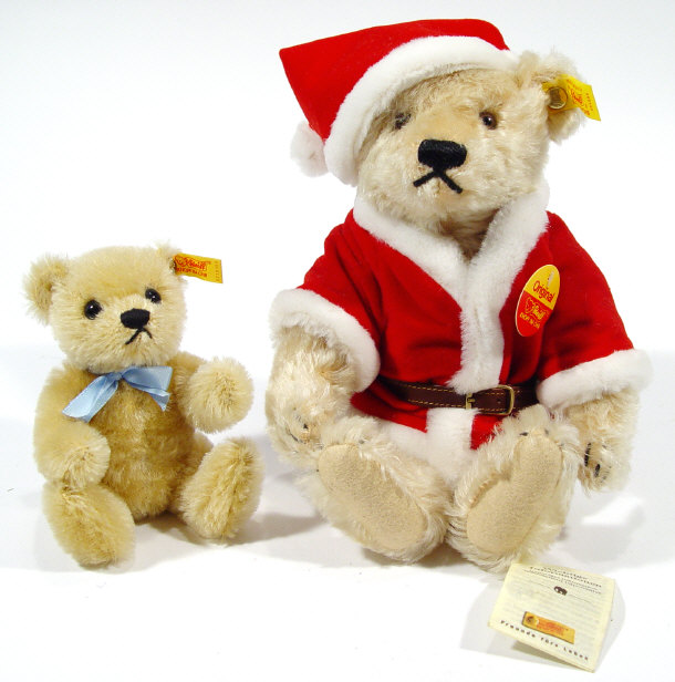 Appraisal: Two Steiff jointed teddy bears a Santa bear and a