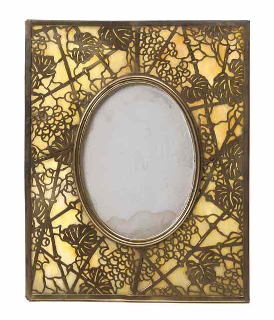 Appraisal: A Tiffany Studios Favrile Glass and Gilt Bronze Picture Frame